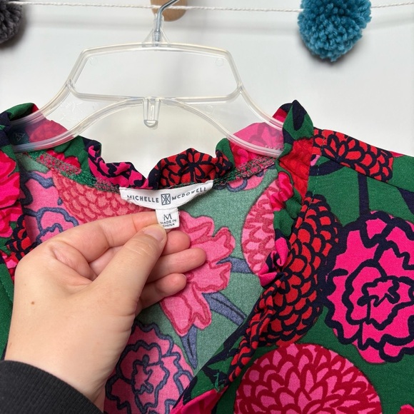 Michelle McDowell You’re Mine Roses Floral Red and Green Blouse - Picture 4 of 7